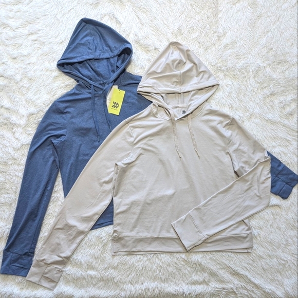 NWT All in Motion Bundle of 2 Blue & Cream Active Hoodies - Picture 1 of 13